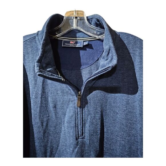 VINEYARD VINES Men's Blue Herringbone 1/2-Zip Pullover - Size 2XL - Picture 3 of 7